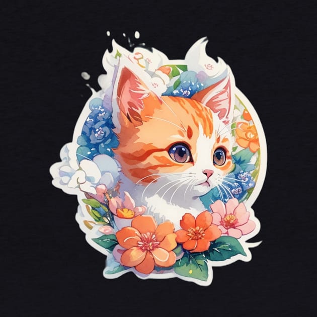 The beautiful cat among the flowers tom and jerry by hm_shop